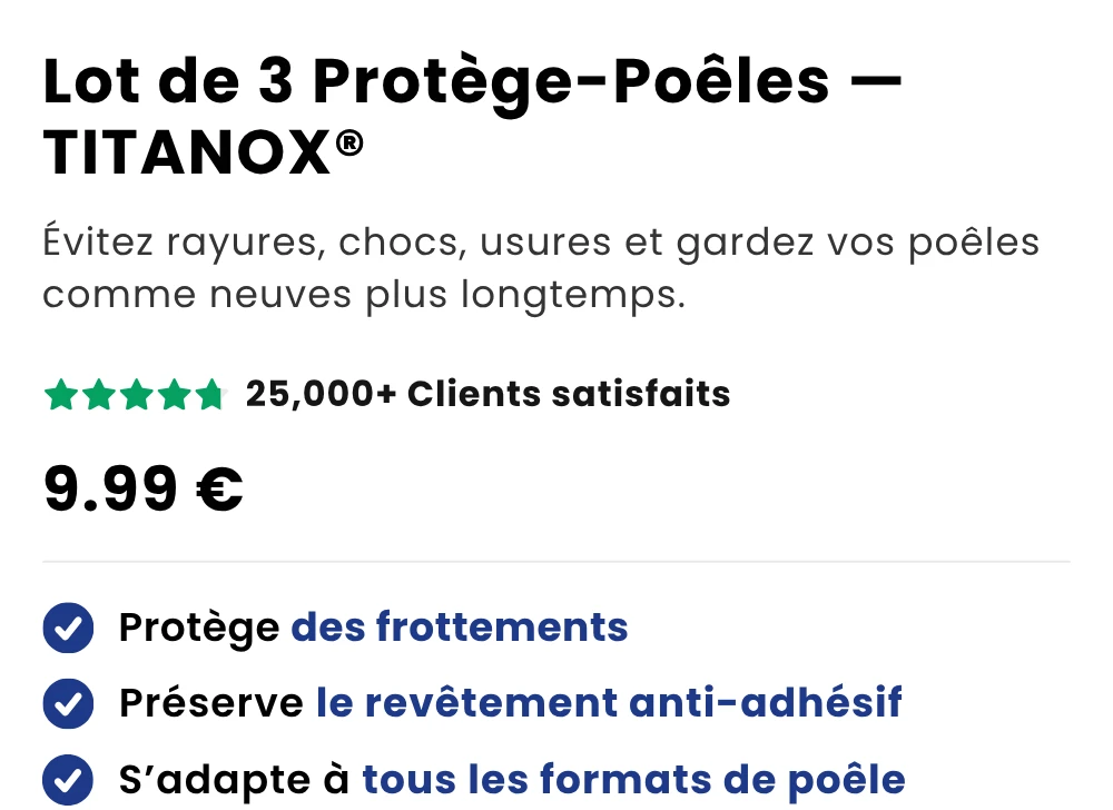 Lot de 3 Protège-Poêles — TITANOX® — Évitez rayures, chocs, usures et gardez vos poêles comme neuves plus longtemps.