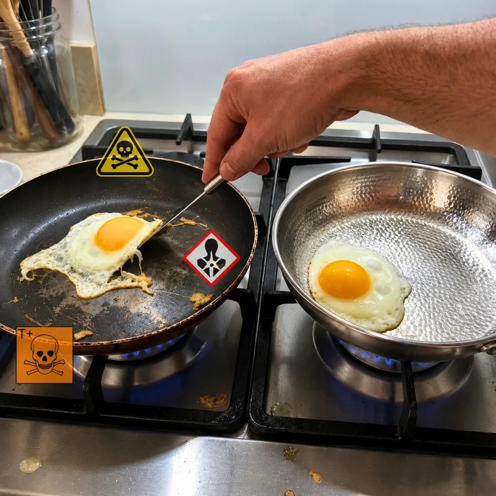 Poêle revêtue toxique vs poêle Titanox en titane pur